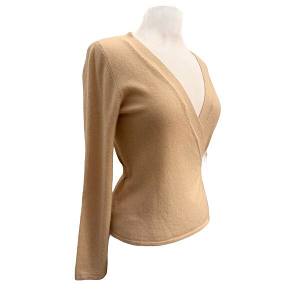 Max Mara 100% Cashmere Beige Tan Wrap Sweater Cardigan L Old Money Luxury - Picture 6 of 8